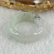 Type A Faint Lavender Green Close to White with Wuji Black Grey Patches Jadeite Ring 5.56g 8.5 by 3.6mm US9.2 HK20.5 - Huangs Jadeite and Jewelry Pte Ltd