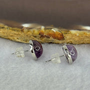 Good Grade Natural Super 7 S925 Sliver Earrings 2.55g 9.2 by 5.5mm - Huangs Jadeite and Jewelry Pte Ltd