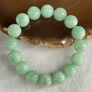Type A Green Jadeite Beads Bracelet 59.95g 16cm 13.2mm 16 Beads - Huangs Jadeite and Jewelry Pte Ltd
