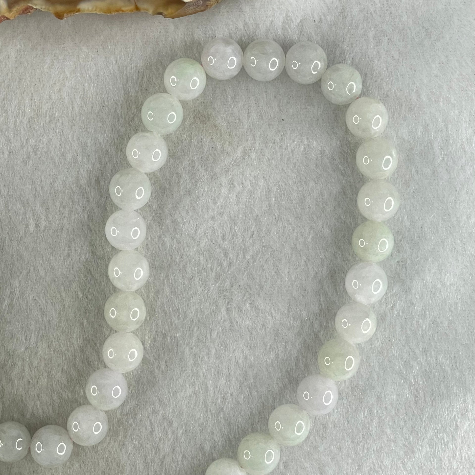 Type A Full Faint Lavender Jadeite Beads Necklace 65.30g 54cm 8.2mm 70 Beads - Huangs Jadeite and Jewelry Pte Ltd