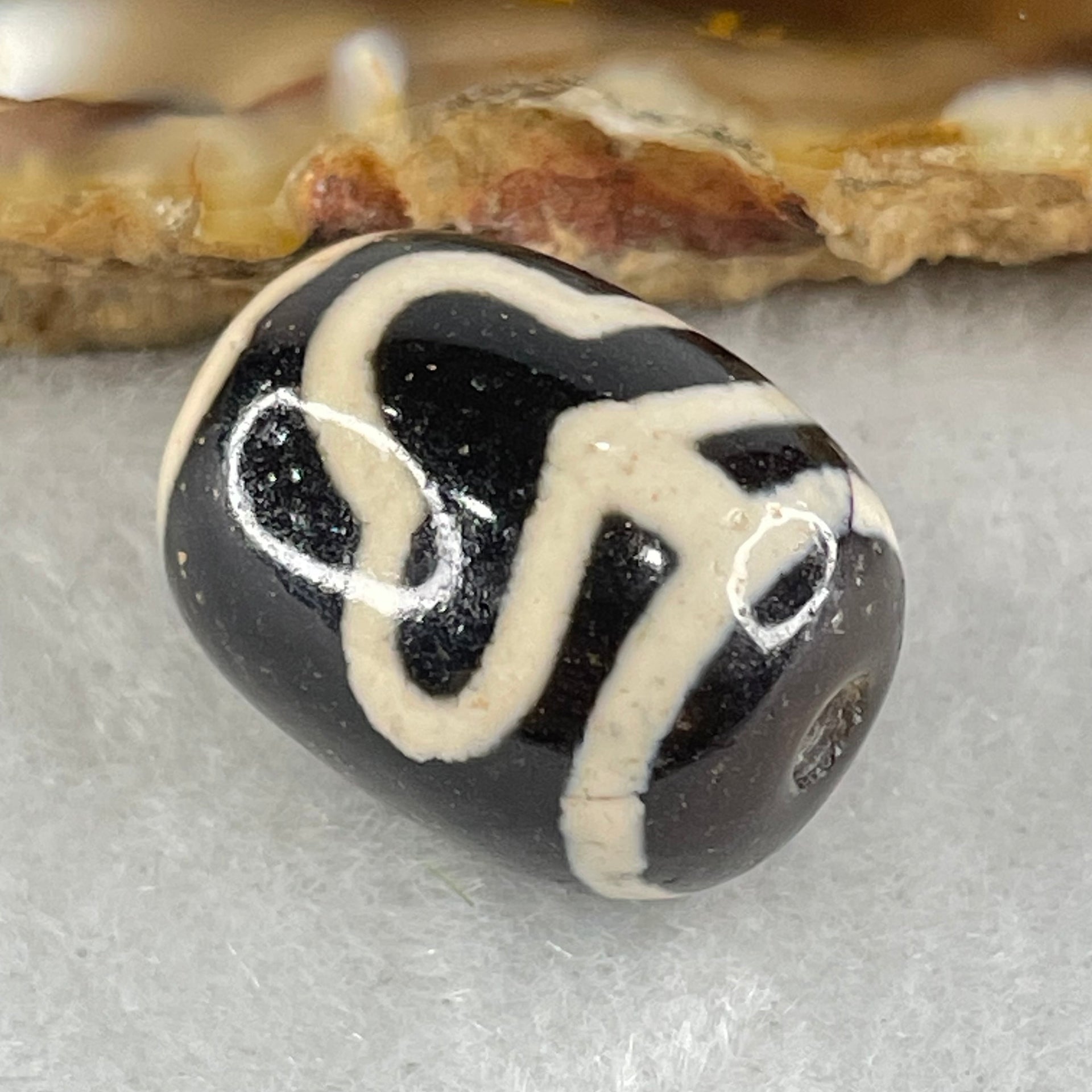 Natural Powerful Tibetan Old Oily Agate Double Bodhi Tree Dzi Bead Heavenly Master (Tian Zhu) 菩提树天珠 5.02g 17.7 by 13.6mm - Huangs Jadeite and Jewelry Pte Ltd