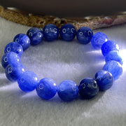 Natural Blue Kyanite Beads Bracelet 55.73g 17cm 12.4mm 17 Beads - Huangs Jadeite and Jewelry Pte Ltd