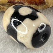 Natural Powerful Tibetan Old Oily Dark Brown With White Agate 3 Eyes Dzi Bead Heavenly Master (Tian Zhu) 三眼天诛 4.37g 17.4 by 12.9mm - Huangs Jadeite and Jewelry Pte Ltd