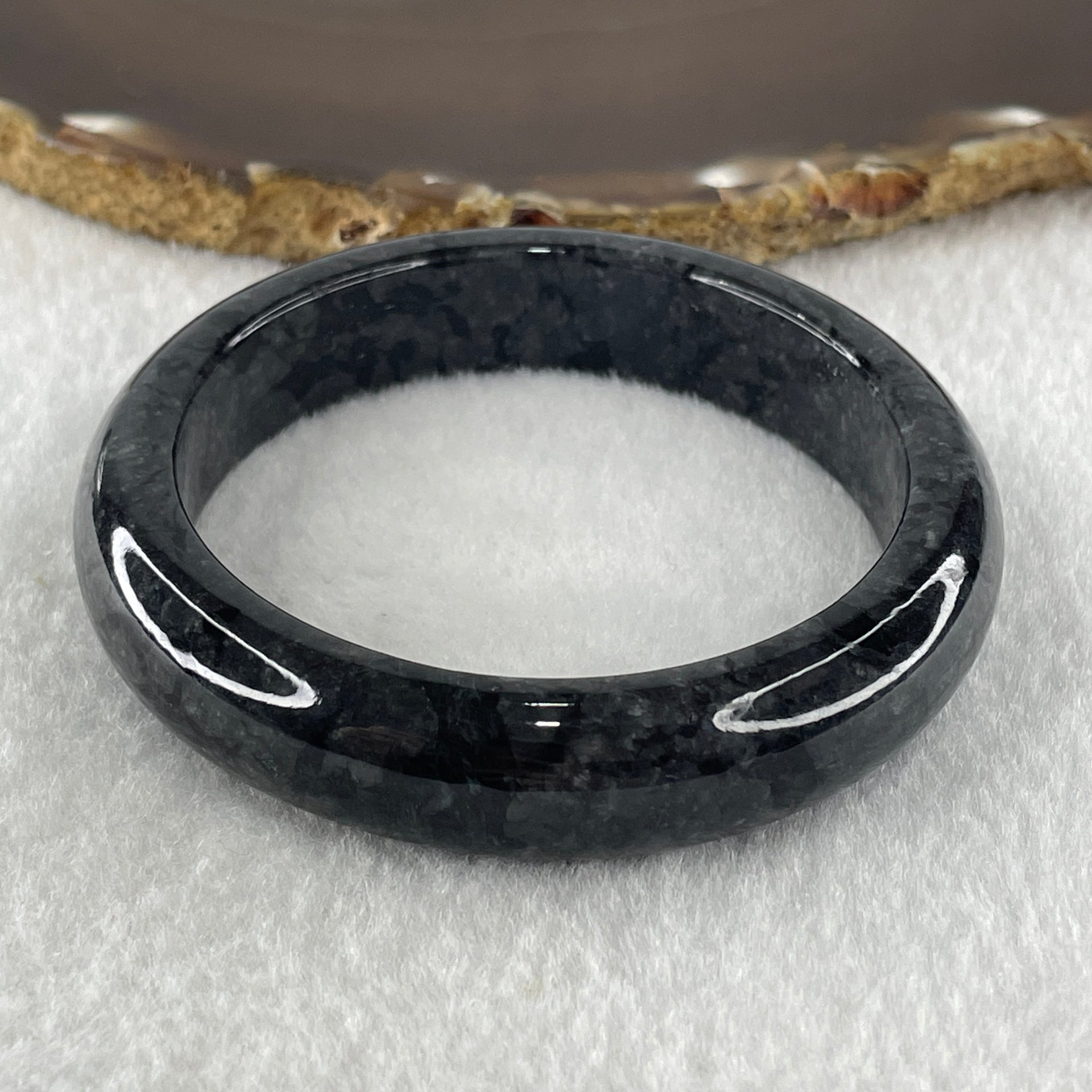 Type A Natural Opaque Wuji Grey Black Jadeite Bangle 59.670g Inner Diameter 55.7mm 13.4 by 8.3mm (Cannot See Lines) - Huangs Jadeite and Jewelry Pte Ltd