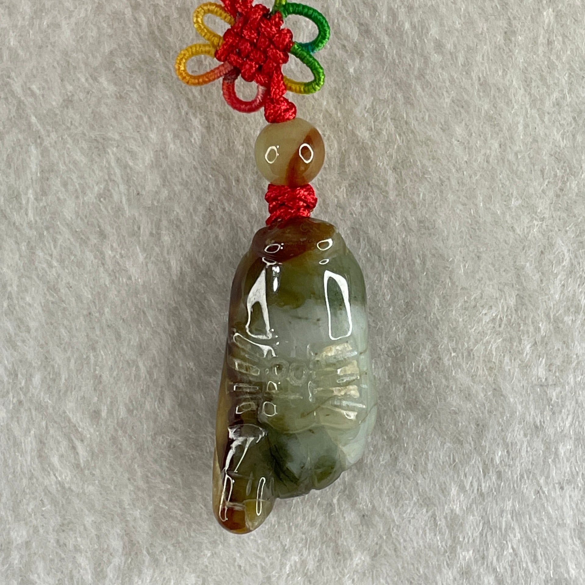 Natural Type A Brownish with Light Green Jadeite Spider on Foot Pendant 7.10g 26.8 by 13.8 by 10.0mm - Huangs Jadeite and Jewelry Pte Ltd