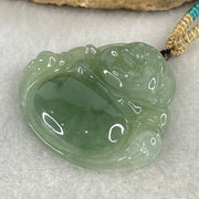 Type A Icy Green with Blueish Green Piao Hua Floral Jadeite Milo Buddha Pendant 13.81g 33.8 by 36.3 by 6.5mm - Huangs Jadeite and Jewelry Pte Ltd
