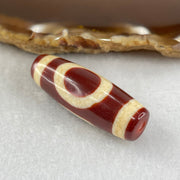 Natural Powerful Tibetan Old Oily Red White Agate One Eye Fire Sign Dzi Bead Heavenly Master (Tian Zhu) 一眼火天珠 10.41g 38.0 by 13.3mm - Huangs Jadeite and Jewelry Pte Ltd