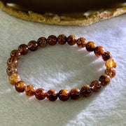 Natural Copper Rutilated Quartz Beads Bracelet 銅髮晶手镯 16.11g 16cm 7.9mm 28 Beads - Huangs Jadeite and Jewelry Pte Ltd