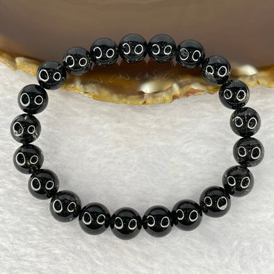 Natural Black Rutilated Quartz Beads Bracelet 23.22g 9.4mm 21 Beads - Huangs Jadeite and Jewelry Pte Ltd