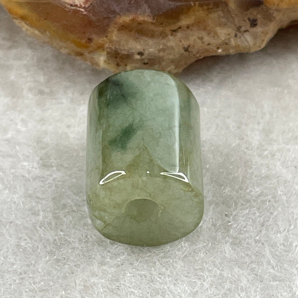 Natural Type A Brownish Green & Green Jadeite Lu Lu Tong Charm Pendant | Cylinder Smooth Fortune & Career (2.57g | 11.7 x 9.6mm | External Rough) - Huangs Jadeite and Jewelry Pte Ltd