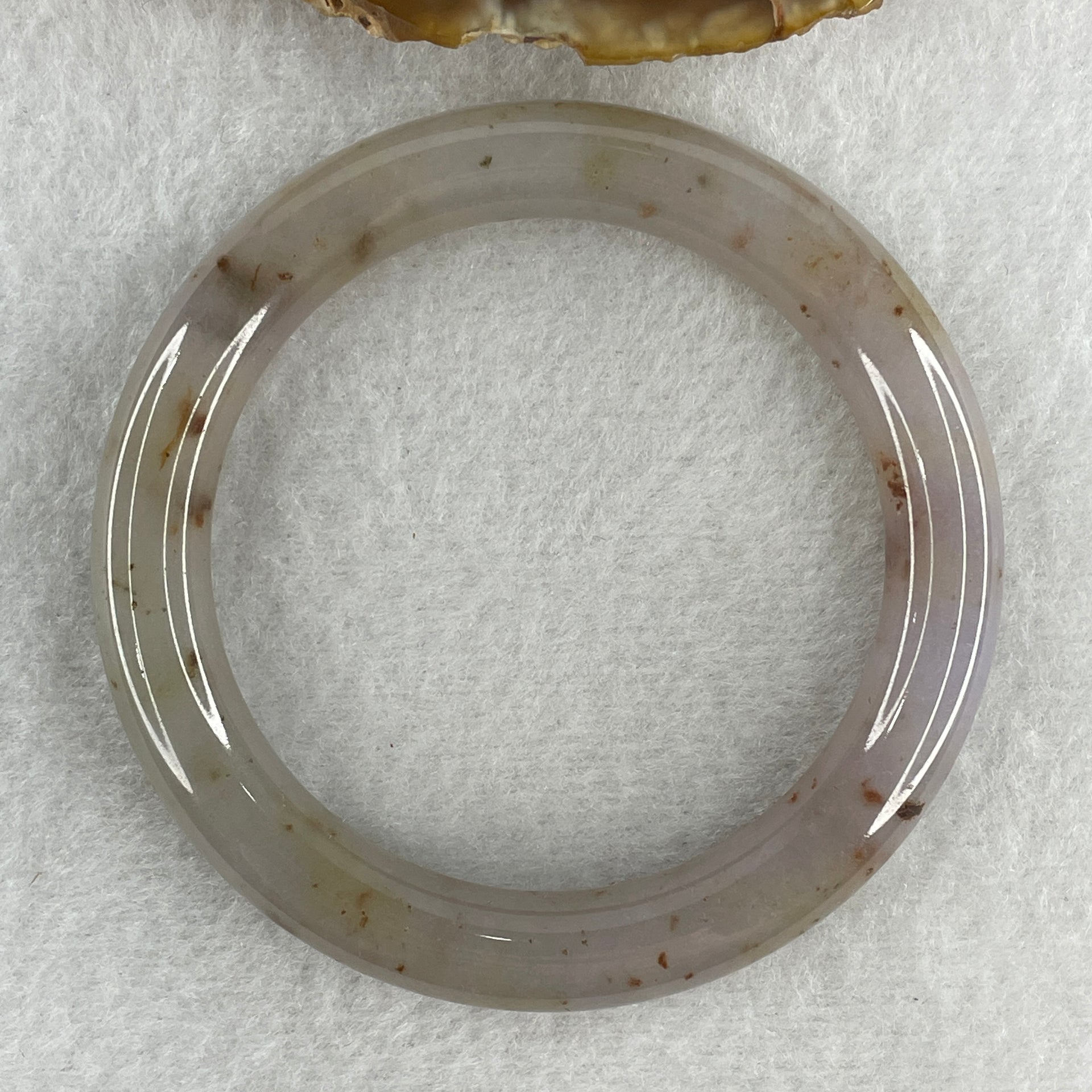 Certified Type A Greyish Lavender with Reddish Spot Jadeite Bangle Internal Diameter 53.7mm 48.30g 10.0 by 9.8mm ( Close to Perfect ) - Huangs Jadeite and Jewelry Pte Ltd