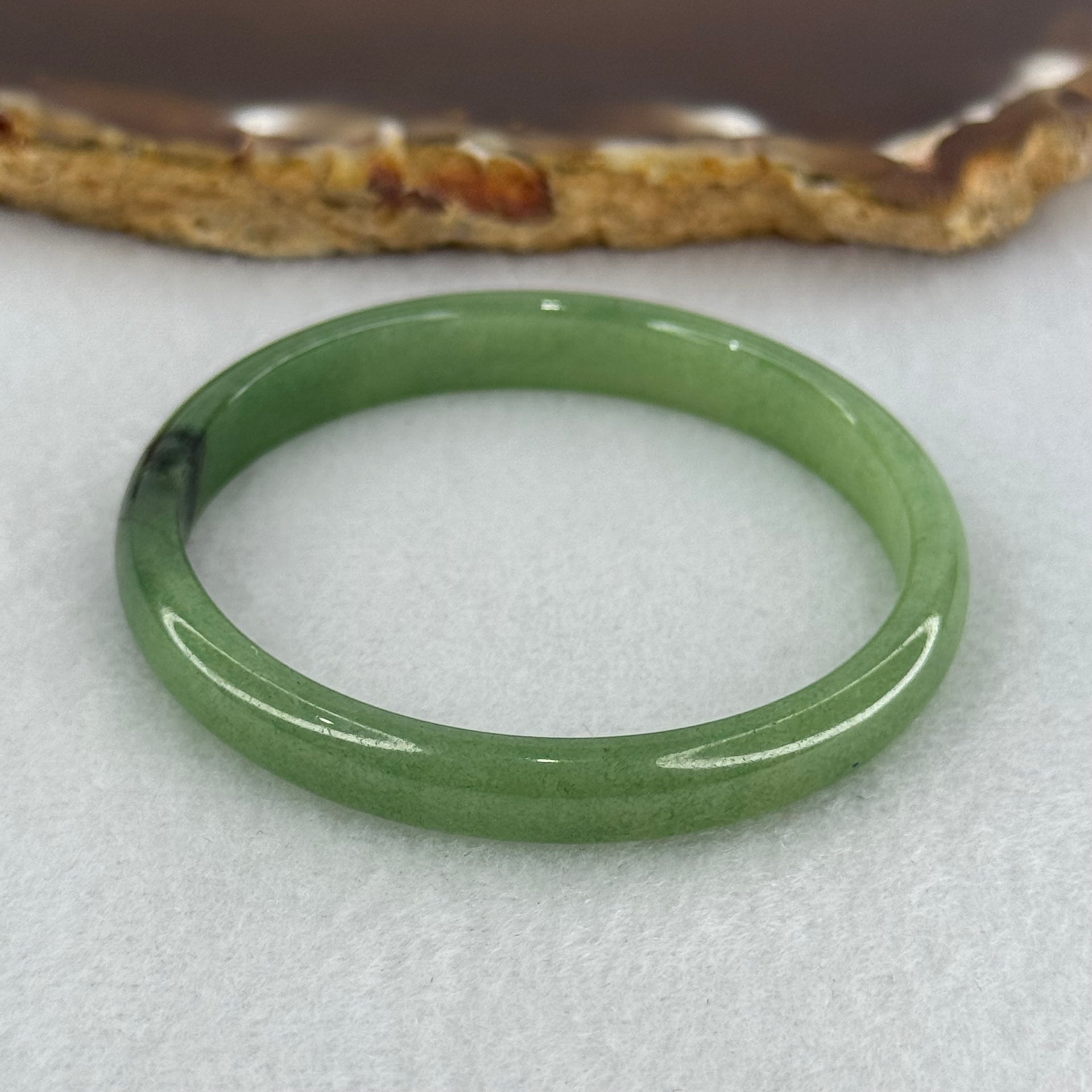 Baby or Kids Type A Green Jadeite Bangle Internal Diameter 44.6mm 11.71g 6.9 by 4.5mm (Very Slight Internal Lines) - Huangs Jadeite and Jewelry Pte Ltd