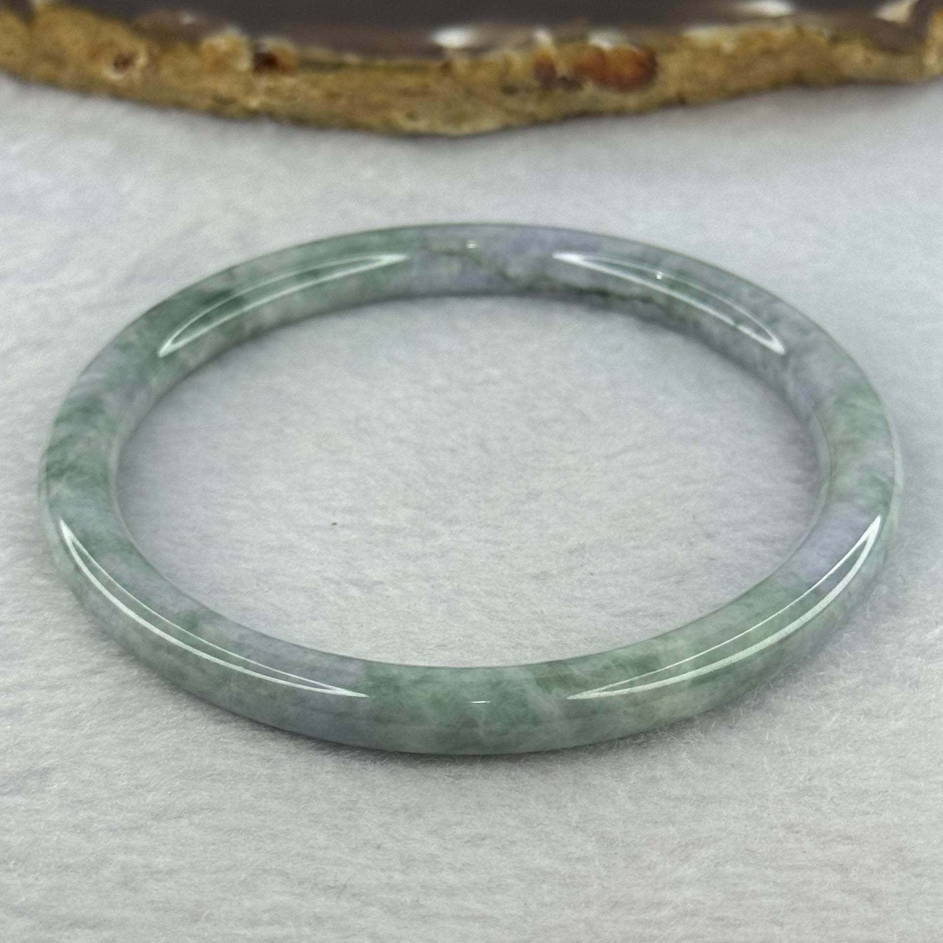 Type A Deep Lavender with Green Piao Hua Jadeite Bangle 22.69g Internal Diameter 59.4mm 6.5 by 7.2mm (Internal Line) - Huangs Jadeite and Jewelry Pte Ltd