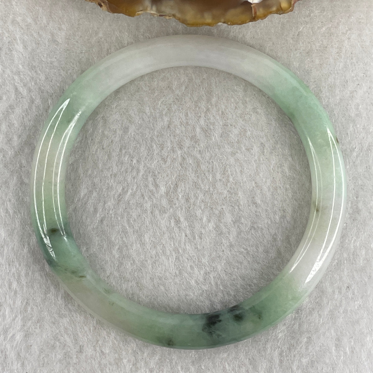 Natural Type A Green with Lavender Piao Hua Jadeite Flat Ding Dang Bangle 22.98g Inner Diameter 52.8mm 6.6 by 7.5mm (Very Very Slight External Rough) - Huangs Jadeite and Jewelry Pte Ltd