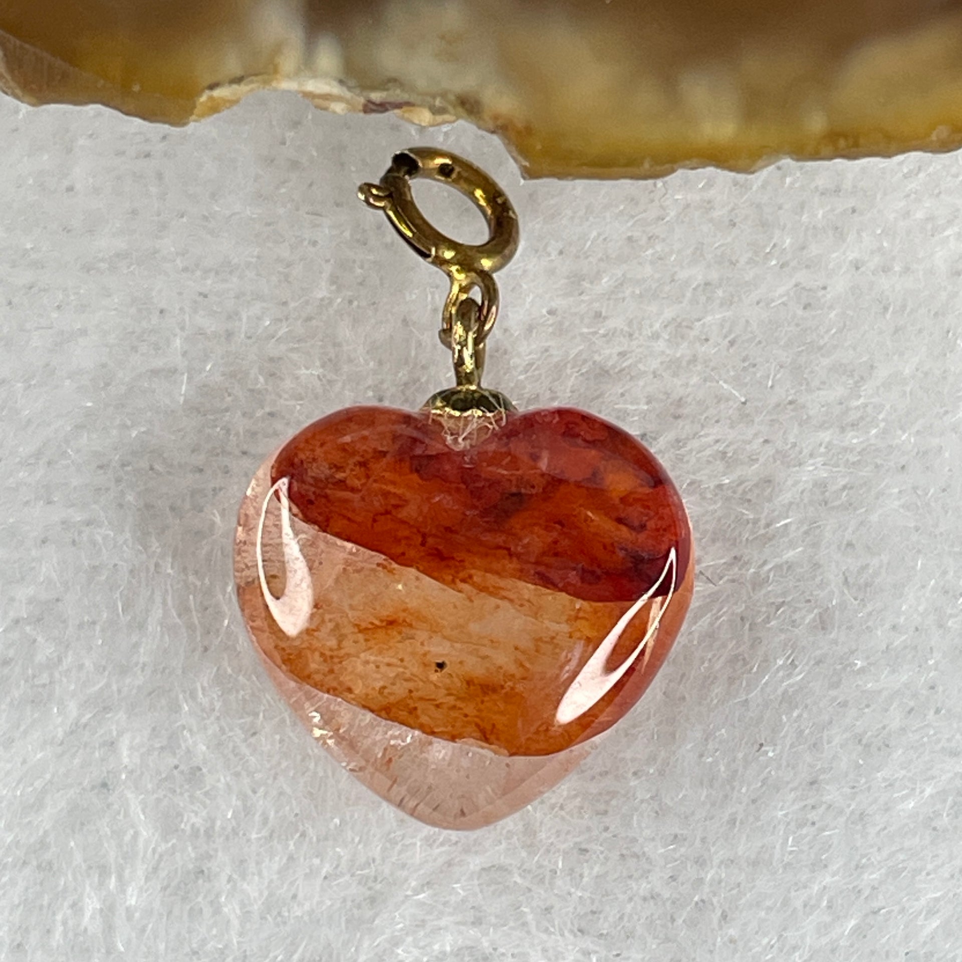 Natural Ferruginous Quartz Heart Shape Charm 1.88g 13.3 by 14.0 by 6.3mm - Huangs Jadeite and Jewelry Pte Ltd