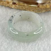 Type A Faint Lavender Green Close to White with Wuji Black Grey Patches Jadeite Ring 5.56g 8.5 by 3.6mm US9.2 HK20.5 - Huangs Jadeite and Jewelry Pte Ltd