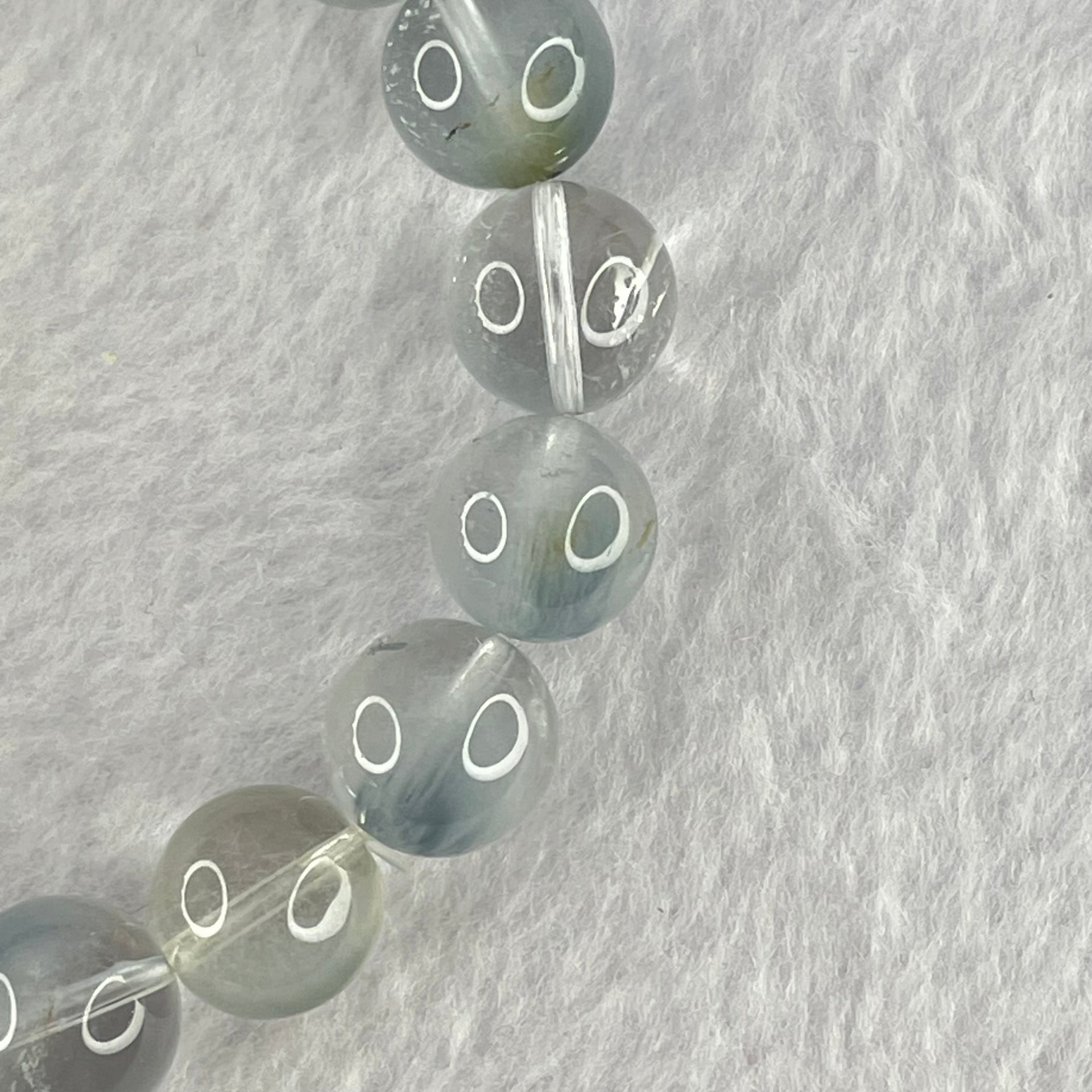 Good Grade Natural Blue Rutilated Quartz Bracelet 41.28g 18.5cm 12.0mm 18 Beads - Huangs Jadeite and Jewelry Pte Ltd