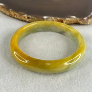 Type A Yellow with Light Green Jadeite Bangle 50.33g Inner Diameter 57.8mm 12.0 by 7.8mm (Internal Lines) - Huangs Jadeite and Jewelry Pte Ltd