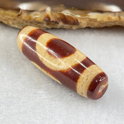 Natural Powerful Tibetan Old Oily Red White Agate One Eye Fire Sign Dzi Bead Heavenly Master (Tian Zhu) 一眼火天珠 9.70g 37.1 by 13.0mm - Huangs Jadeite and Jewelry Pte Ltd