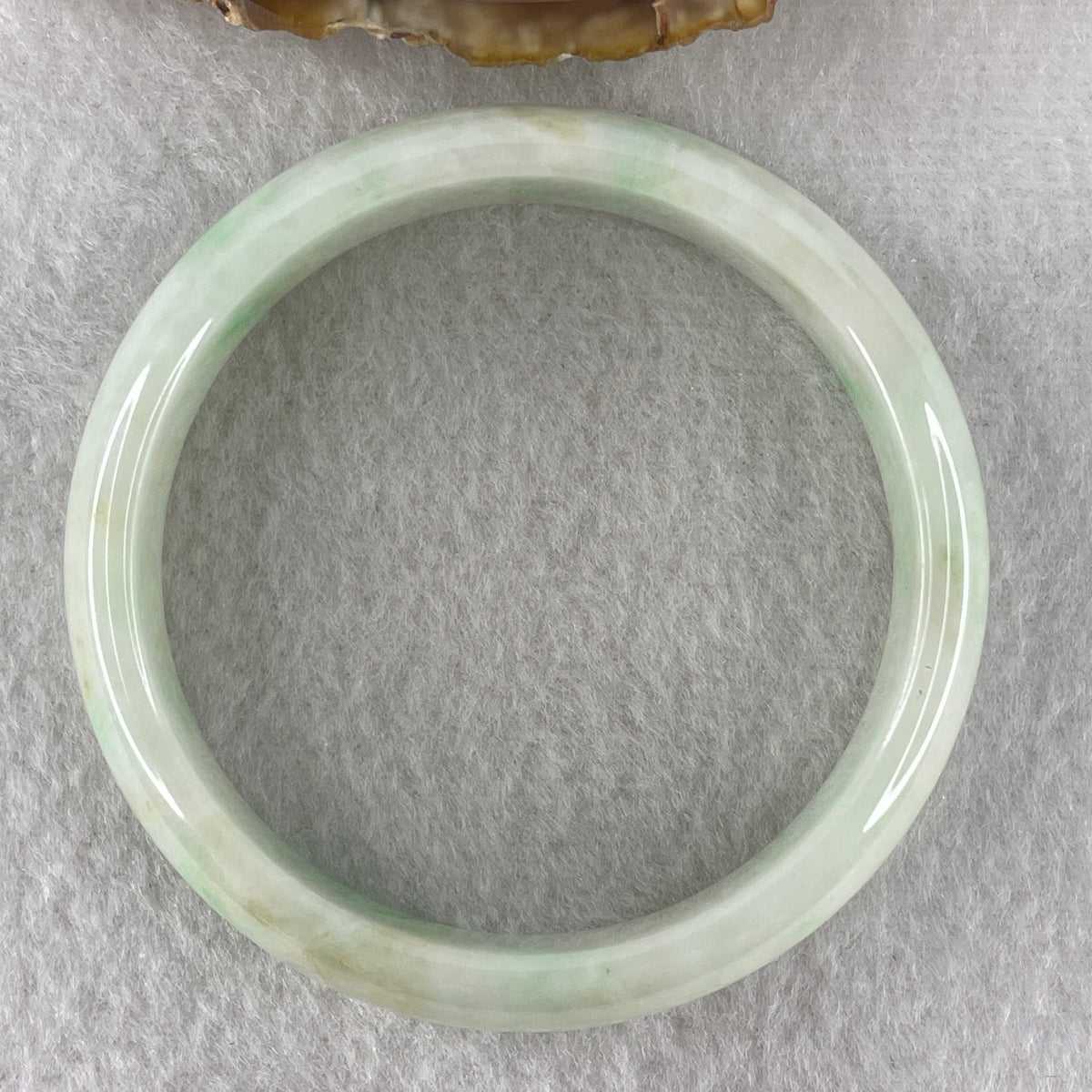 Natural Type Light Green with Apple Green Piao Hua Jadeite Bangle 43.07g Inner Diameter 55.3mm 13.0 by 6.4mm (Slight Internal Line) - Huangs Jadeite and Jewelry Pte Ltd