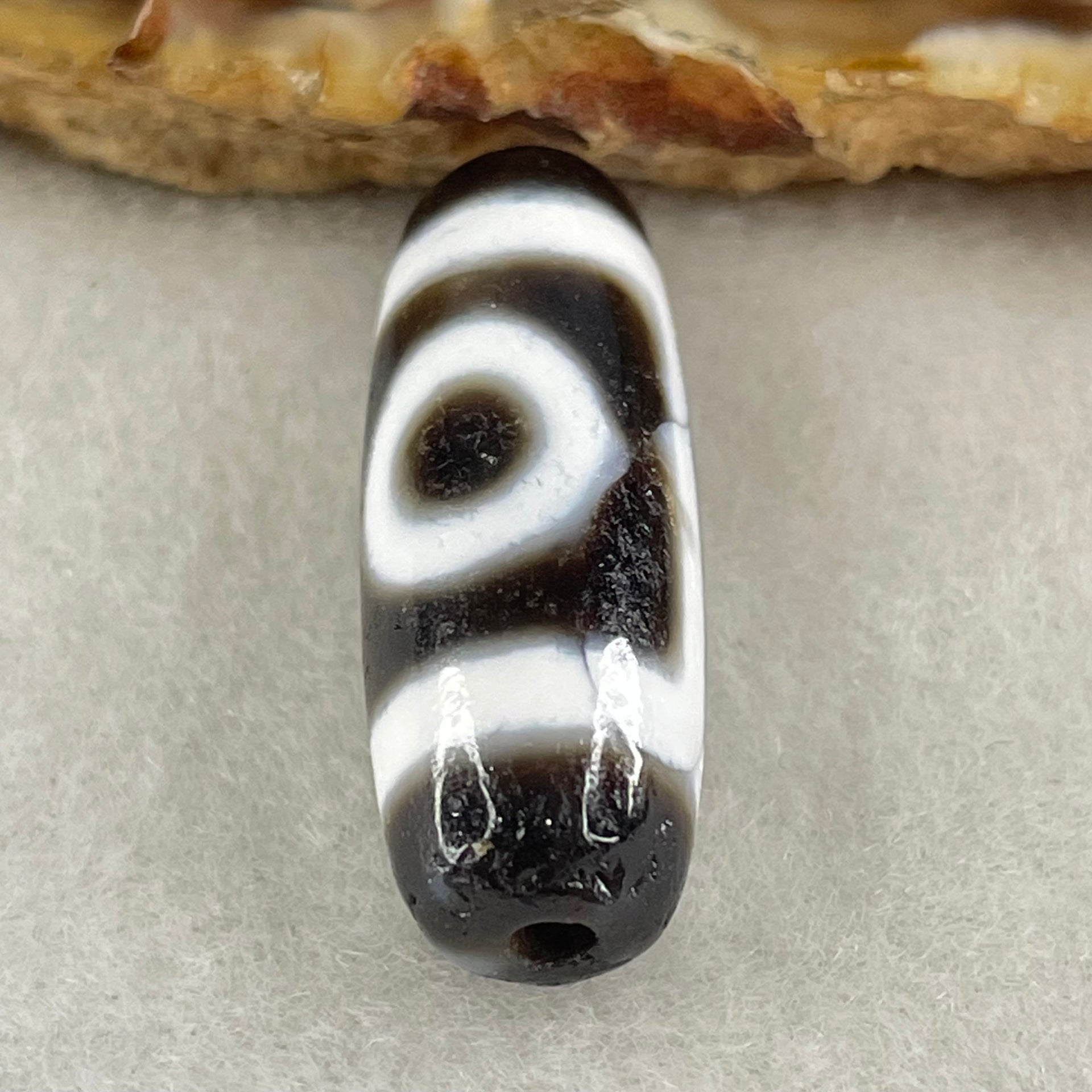 Natural Powerful Tibetan Old Oily Agate 2 Eyes Dzi Bead Heavenly Master (Tian Zhu) 二眼天诛 4.76g 29.0 by 10.4mm - Huangs Jadeite and Jewelry Pte Ltd