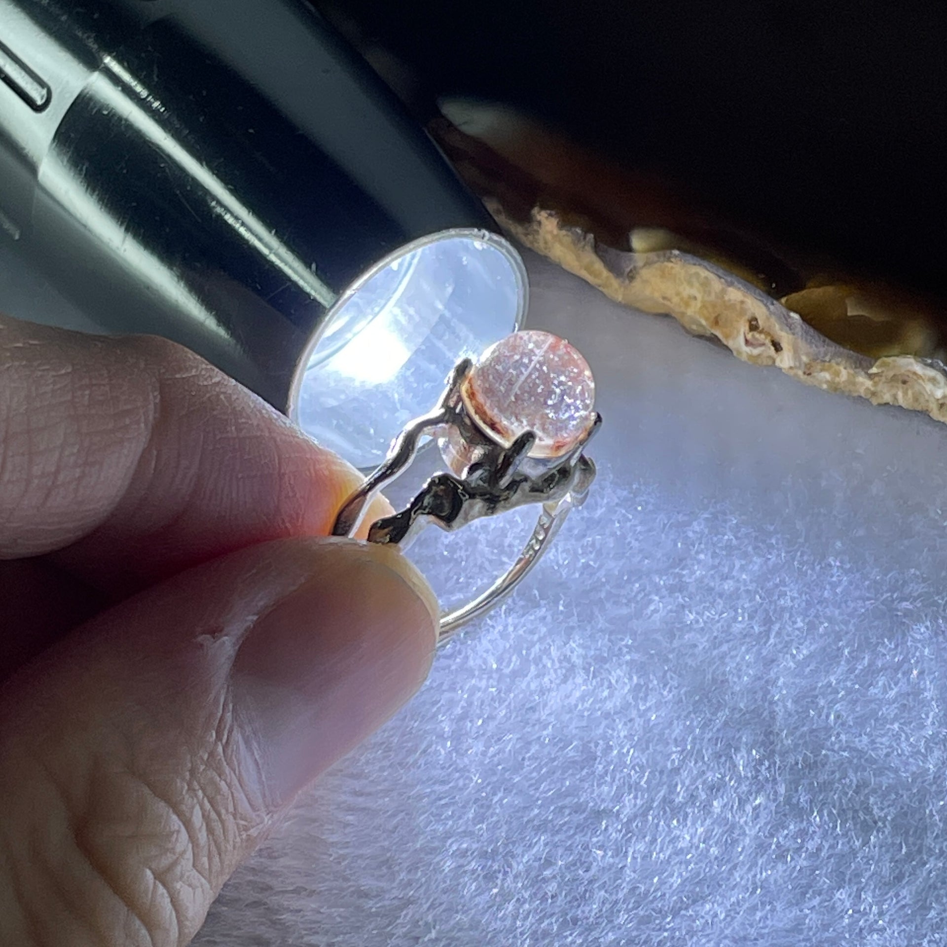 Good Grade Natural Red Phantom Quartz Ring in S925 Sliver 3.23g 7.8 by 5.5mm (Adjustable Size) - Huangs Jadeite and Jewelry Pte Ltd