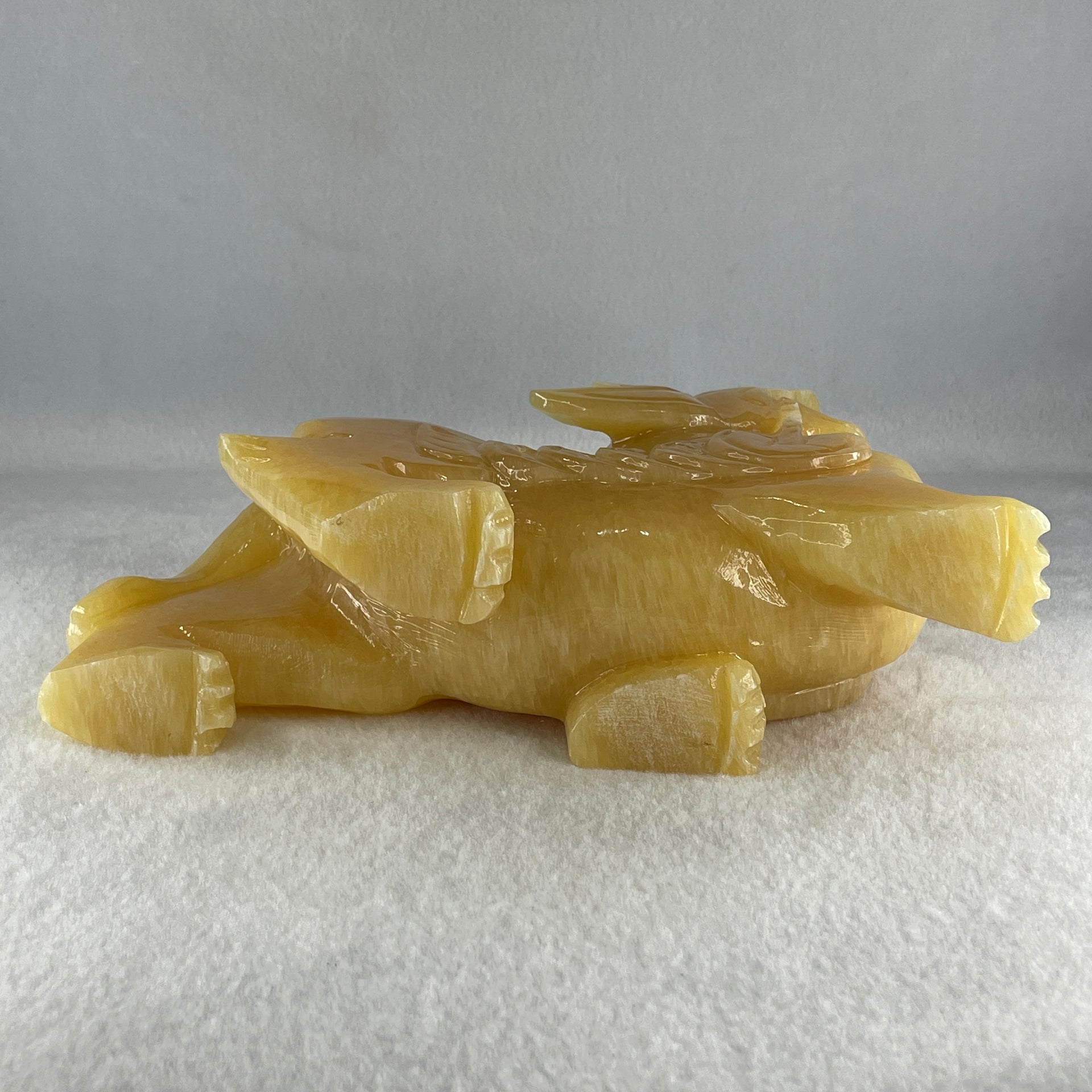 Natural Yellow Calcite Pixiu Display Pair 4085.7g 205.0 by 59.3 by 165.0mm - Huangs Jadeite and Jewelry Pte Ltd