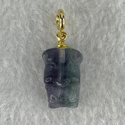 Natural Purple and Green Fluorite Ox Charm Pendant 3.17g 17.2 by 11.6 by 8.1mm - Huangs Jadeite and Jewelry Pte Ltd