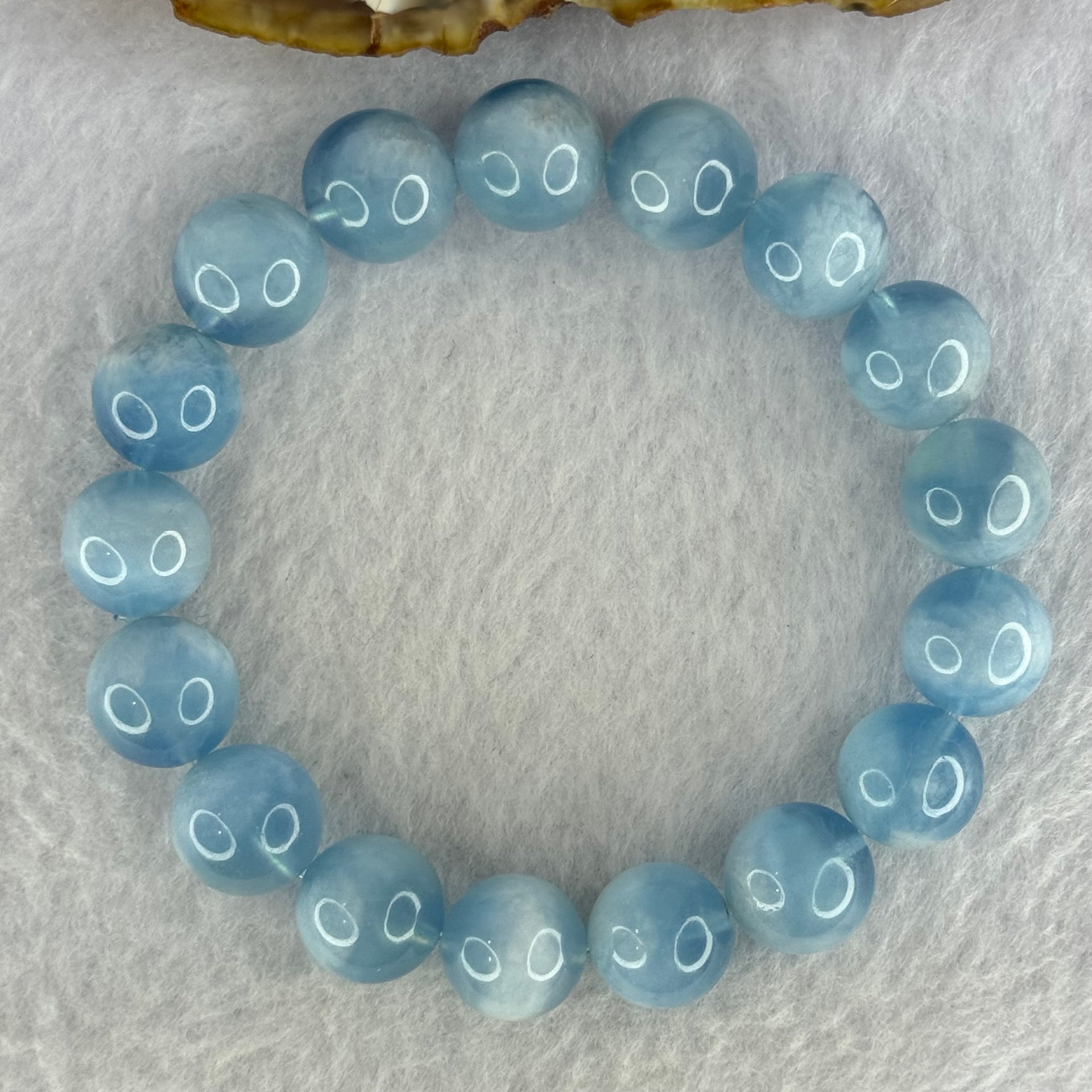 Natural Aquamarine Beads Bracelet 48.08g 18.5cm 12.8mm 17 Beads - Huangs Jadeite and Jewelry Pte Ltd