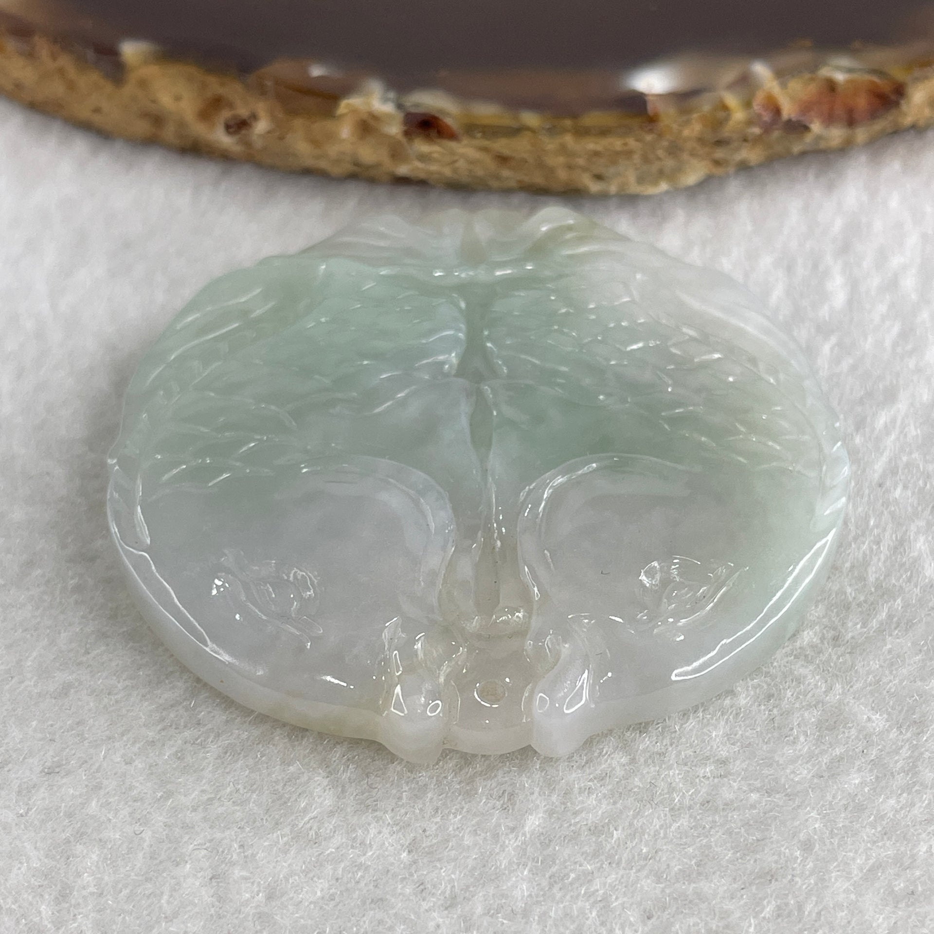 Natural Type A Light Lavender with Green Piao Hua Jadeite Double Fish Pendant 36.55g 52.1 by 6.3mm - Huangs Jadeite and Jewelry Pte Ltd