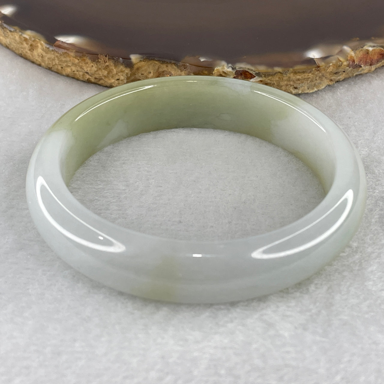 53.6mm Genuine Type A Jadeite Oval Bangle - Light Lavender with Green Patches Natural Jadeite Jewelry - 46.16g Certified Untreated Large Jade Bracelet 13.0x7.9mm (Very Very Slight Internal Lines)