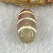 Natural Powerful Tibetan Old Oily Agate 3-Lines Dzi Bead Heavenly Master (Tian Zhu) 三行天诛 3.30g 20.1 by 10.5mm - Huangs Jadeite and Jewelry Pte Ltd