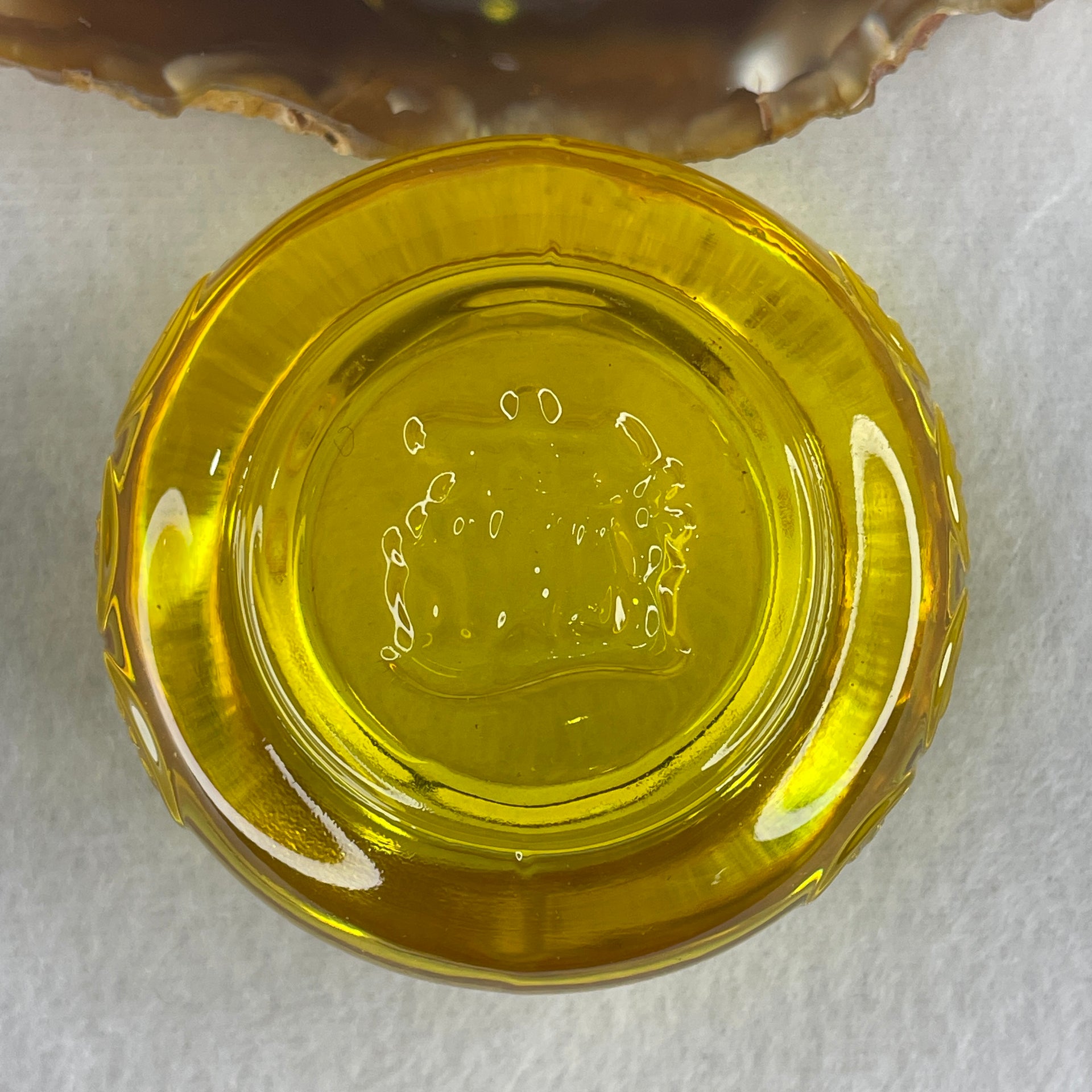 Yellow Liuli Wealth Pot with Ingot Yuan Bao Display Total Weight 152.83g 60.5 by 39.5mm - Huangs Jadeite and Jewelry Pte Ltd