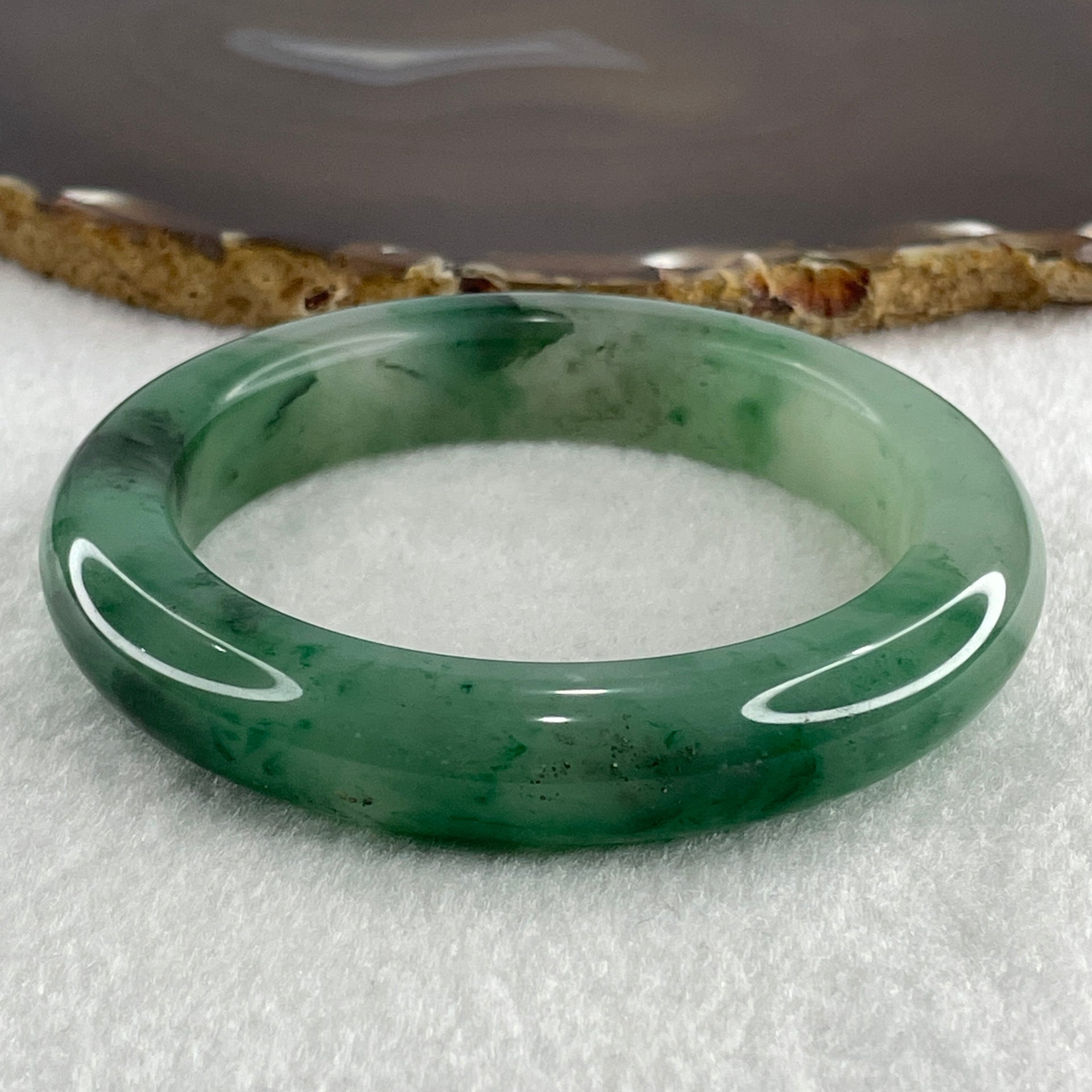 Natural Icy Green Flora Agate Bangle 69.36g Internal Diameter 59.4mm 13.2 by 11.3mm (Perfect) - Huangs Jadeite and Jewelry Pte Ltd
