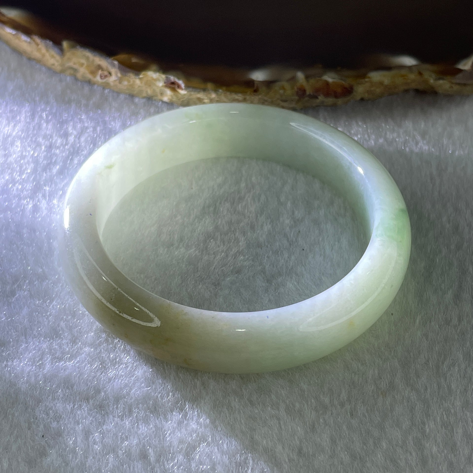 Natural Type A Faint Green Faint Lavender with Yellow and Blueish Green Patches Jadeite Bangle 46.28g Inner Diameter 50.6mm 12.2 by 8.2mm (Close to Perfect) - Huangs Jadeite and Jewelry Pte Ltd