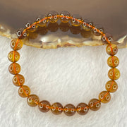 Natural Purple Honey Amber Beads Bracelet 天然紫蜜琥珀手链 4.80g 15cm 7.2mm 25 Beads - Huangs Jadeite and Jewelry Pte Ltd