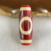 Natural Powerful Tibetan Old Oily Red White Agate One Eye Gold Metal Element Dzi Bead Heavenly Master (Tian Zhu) 一眼金天珠 10.45g 37.9 by 13.4mm - Huangs Jadeite and Jewelry Pte Ltd