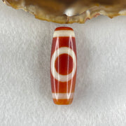 Natural Powerful Tibetan Old Oily Red White Agate One Eye Earth Element Dzi Bead Heavenly Master (Tian Zhu) 一眼土元素天珠 9.86g 37.7 by 13.1mm - Huangs Jadeite and Jewelry Pte Ltd