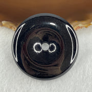 Type A Opaque Black Omphacite Jadeite Ping An Kou Donut Pendant 45.04g 48.3 by 9.2mm - Huangs Jadeite and Jewelry Pte Ltd