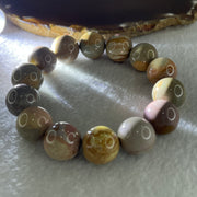 Certified Natural Alashan Agate Greyish Pink Beads Bracelet 66.758g 16cm 15.4mm 14Beads - Huangs Jadeite and Jewelry Pte Ltd