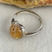 Good Grade Natural Golden Rutilated Quartz Cabochon in S925 Silver Ring 2.93g 10.9 by 8.9 by 5.5mm - Huangs Jadeite and Jewelry Pte Ltd