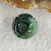 Natural Type A Lao Keng Old Mine Green with Light Green Jadeite Flora Carving Bead Charm 1.91g 12.5mm - Huangs Jadeite and Jewelry Pte Ltd
