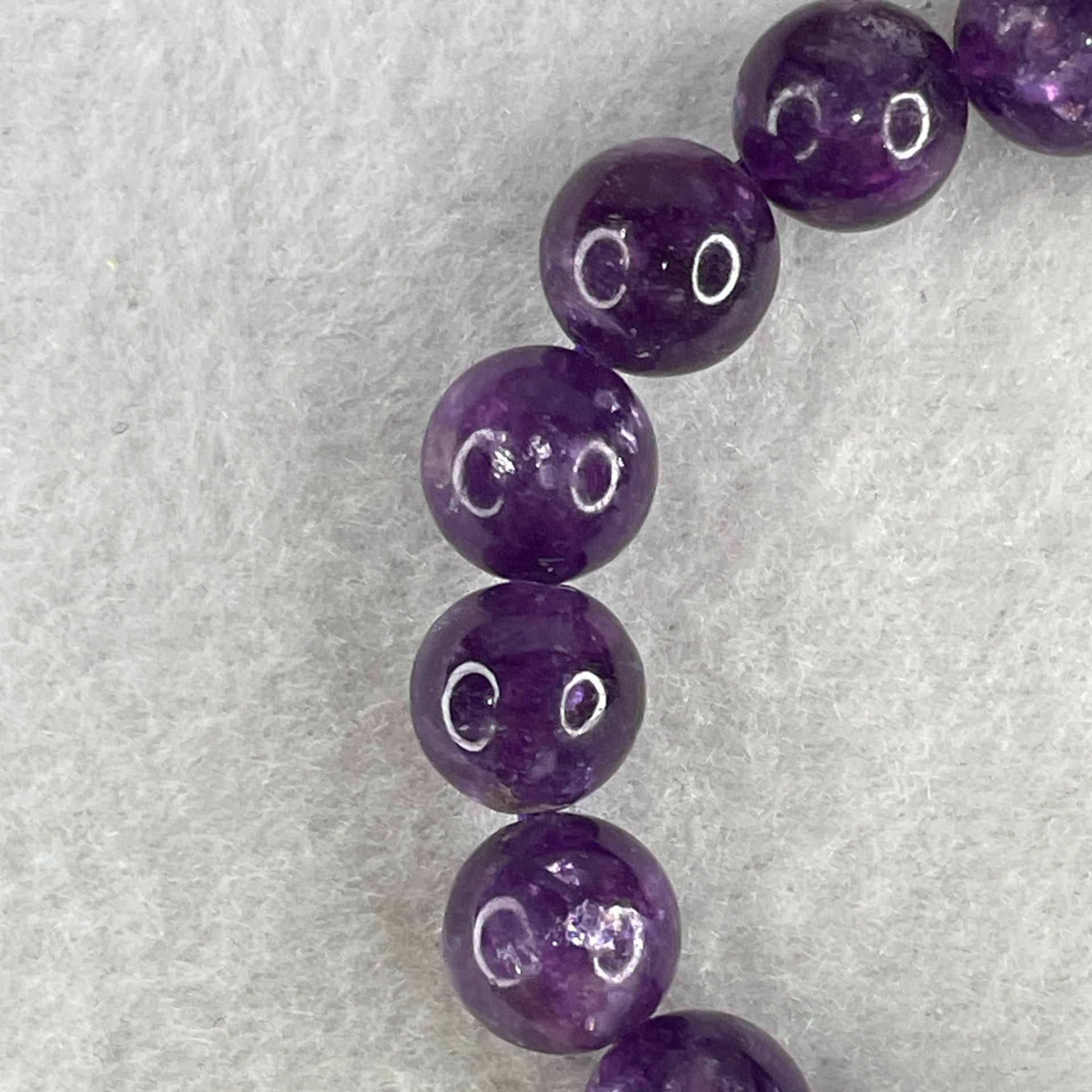 Certified Natural Purple Mica Jade Beads Bracelet 28.95g 15cm 10.3mm 18Beads - Huangs Jadeite and Jewelry Pte Ltd