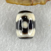 Natural Powerful Tibetan Old Oily Dark Brown With White Agate 3 Eyes Dzi Bead Heavenly Master (Tian Zhu) 三眼天诛 4.61g 17.8 by 12.7mm - Huangs Jadeite and Jewelry Pte Ltd