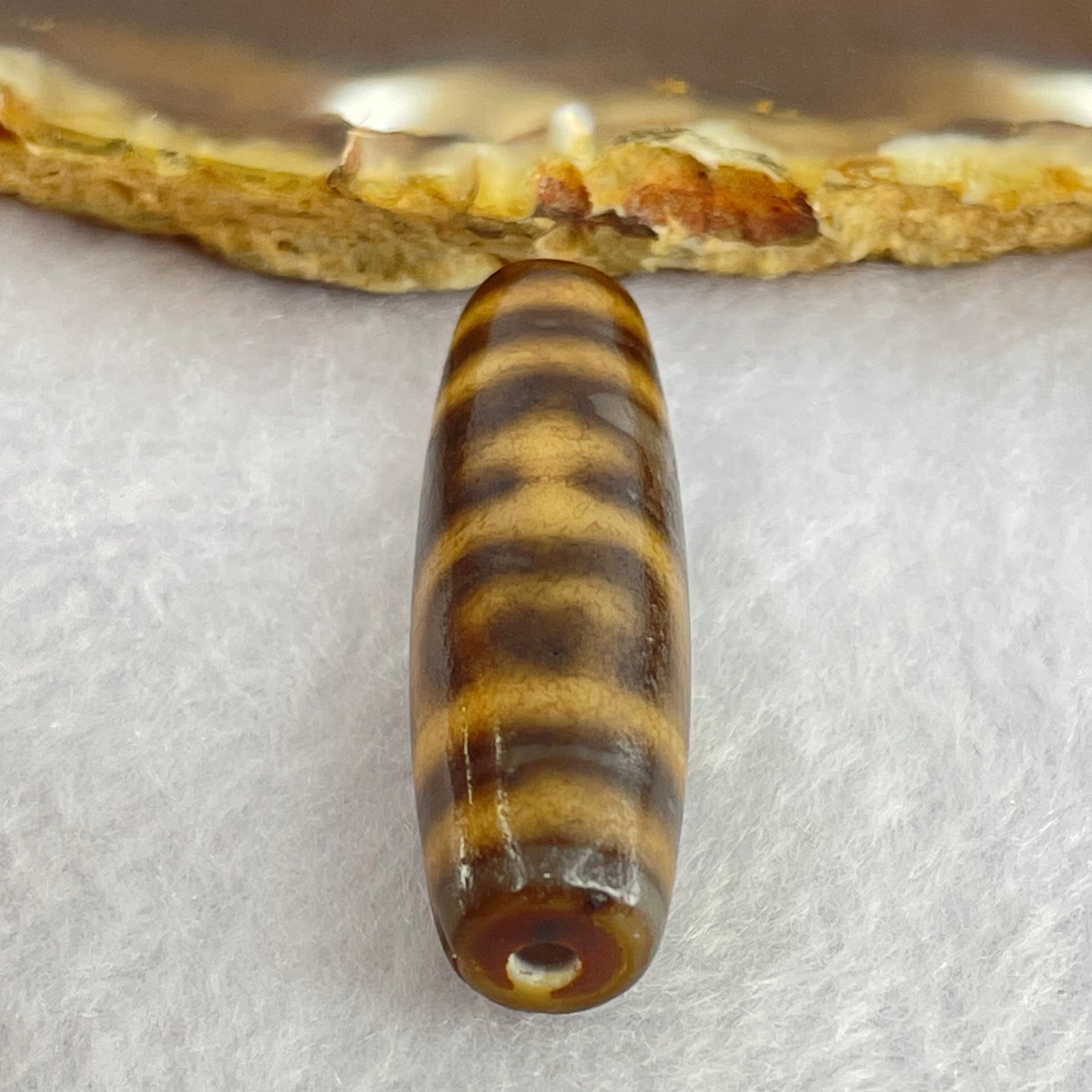 Natural Powerful Tibetan Old Oily Agate Double Nectar Vessel Dzi Bead Heavenly Master (Tian Zhu) 花蜜容器眼天珠 7.93g 38.3 by 11.6mm - Huangs Jadeite and Jewelry Pte Ltd