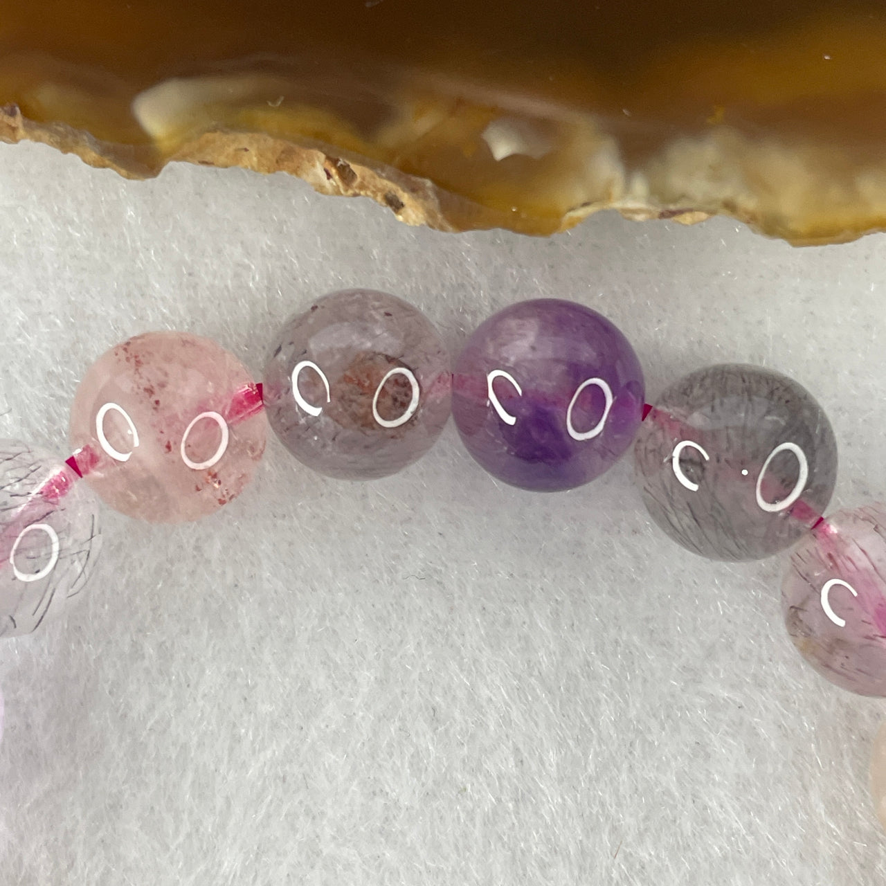 Certified Above-Average Grade Natural Super 7 Crystal Beads Bracelet | Bold High-Clarity Statement Strand | Authentic Sacred Seven Multi-Mineral Inclusions Quartz Spiritual Catalyst & Auric Shield Bracelet (25.43g | 16cm Length | 9.9mm | 20 Beads)