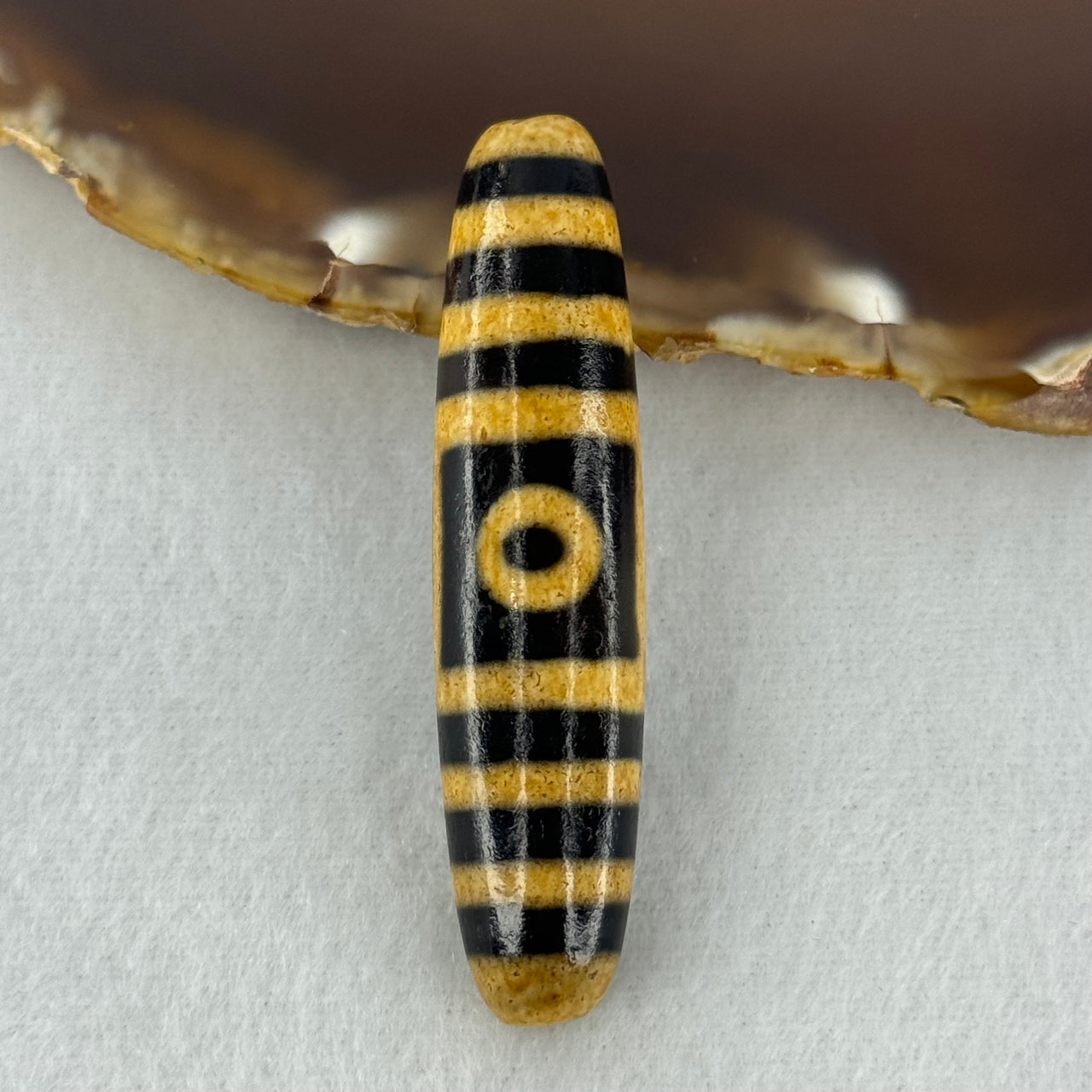 Natural Powerful Tibetan Old Oily Agate 2 Eyes Dzi Bead Heavenly Master (Tian Zhu) 二眼天诛 14.03g 55.3 by 13.0mm - Huangs Jadeite and Jewelry Pte Ltd