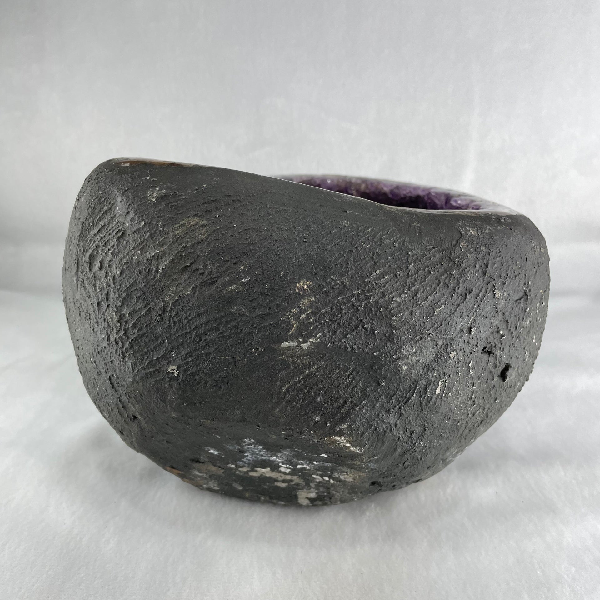 Natural Amethyst Cave with Wooden Stand 5,040.4g 200.0 by 170.0 by 225.0mm - Huangs Jadeite and Jewelry Pte Ltd