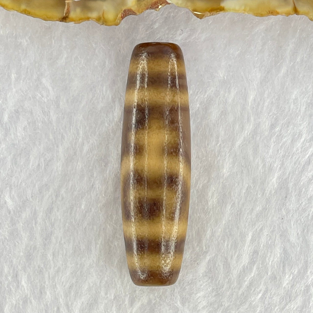 Natural Powerful Tibetan Old Oily Agate Double Nectar Vessel Dzi Bead Heavenly Master (Tian Zhu) 花蜜容器眼天珠 7.49g 39.3 by 11.3mm - Huangs Jadeite and Jewelry Pte Ltd