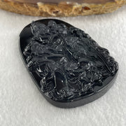 Type A Opaque to Partial Translucent Black Omphacite Jadeite Fu Lu Shou Pendant 29.69g 59.6 by 40.3 by 7.6mm - Huangs Jadeite and Jewelry Pte Ltd